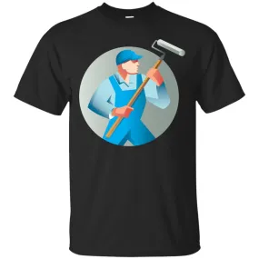 House Painter Holding Paint Roller Circle Retro T-Shirt