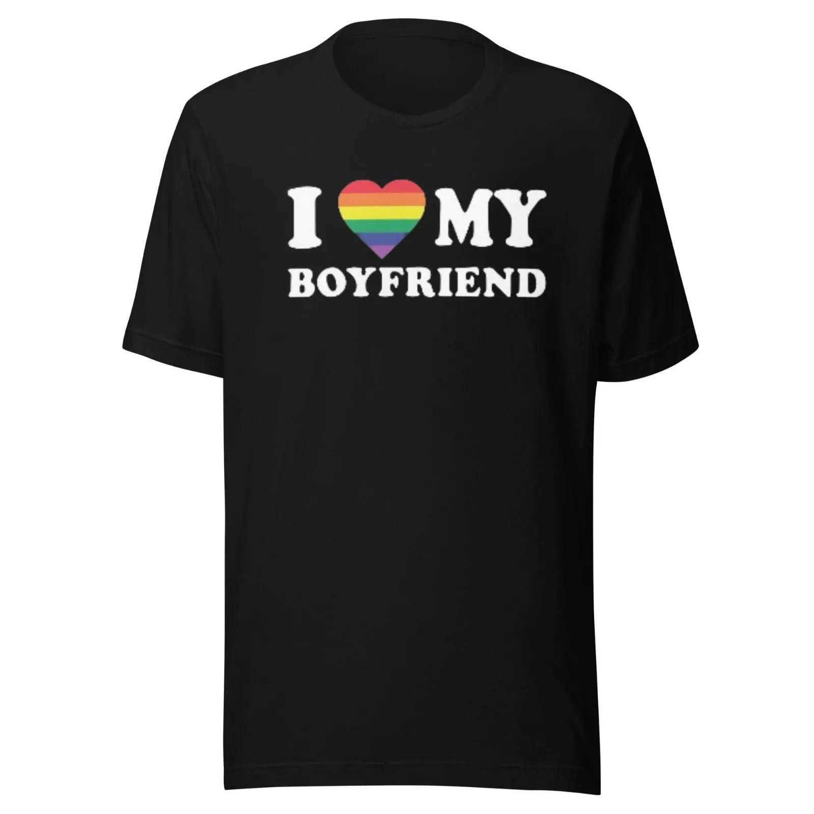 I Love My Boyfriend With Pride Heart Short Sleeve 100% Cotton Crew Neck Top