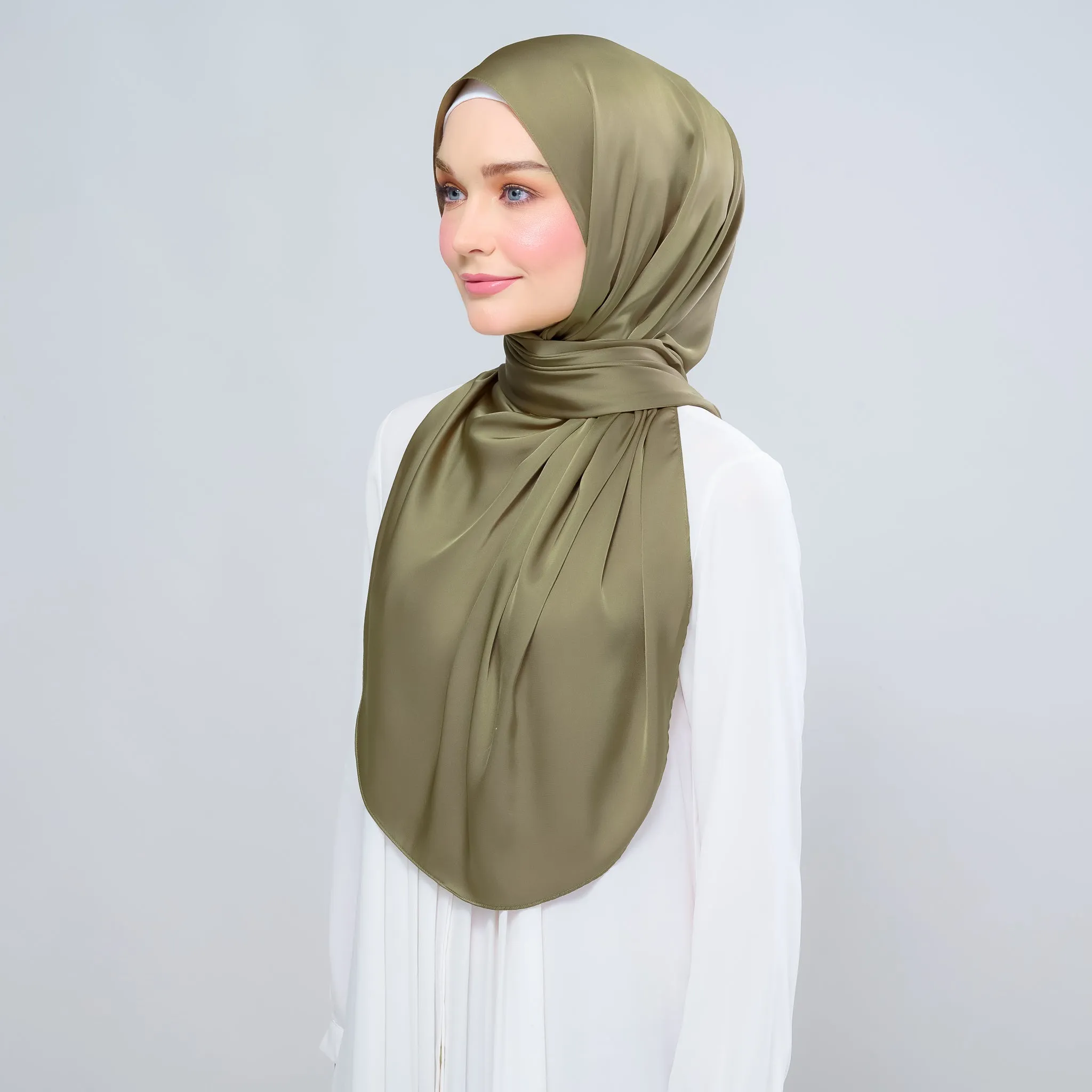 Instant Tag n' Go Shawl  | Satin Silk in Olive