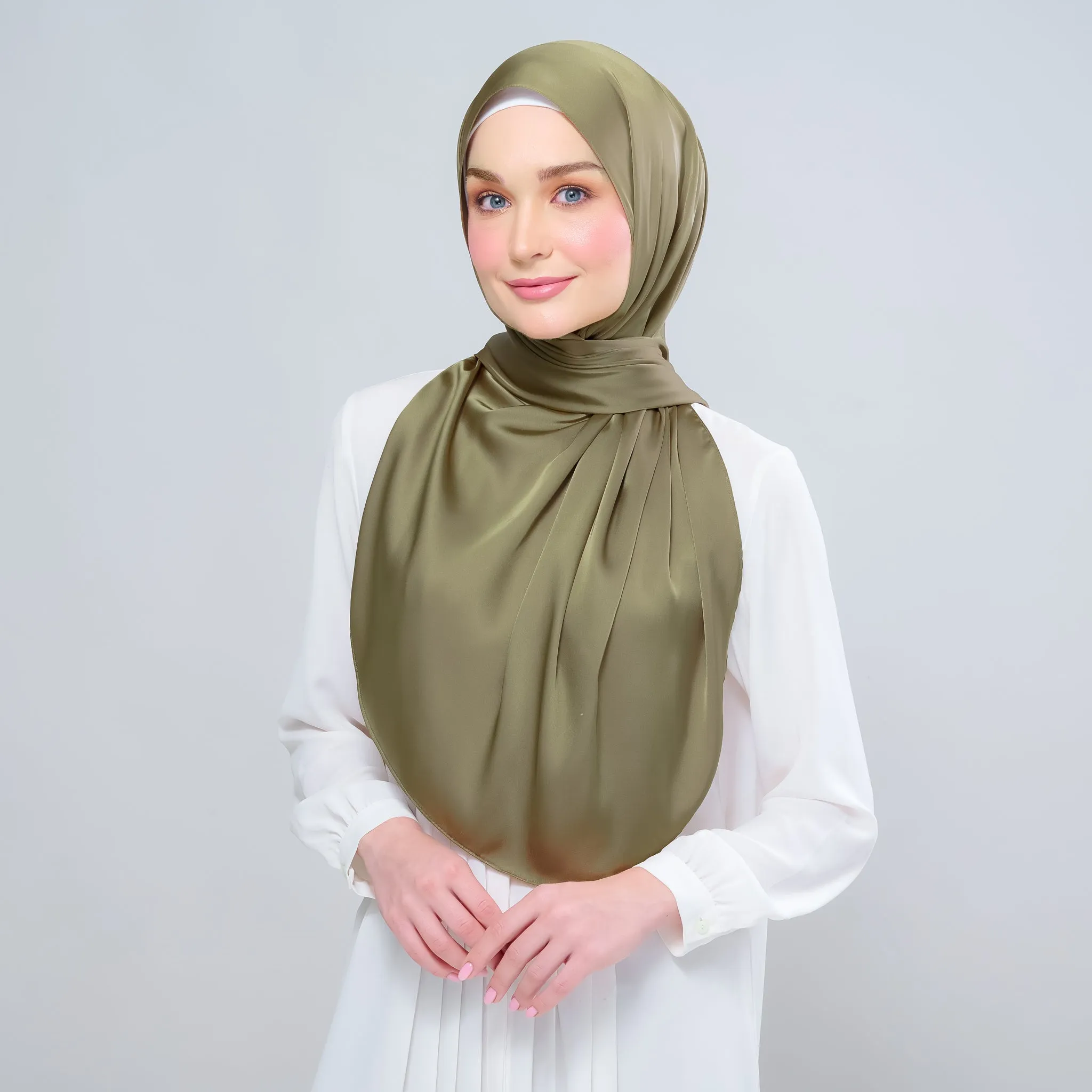 Instant Tag n' Go Shawl  | Satin Silk in Olive