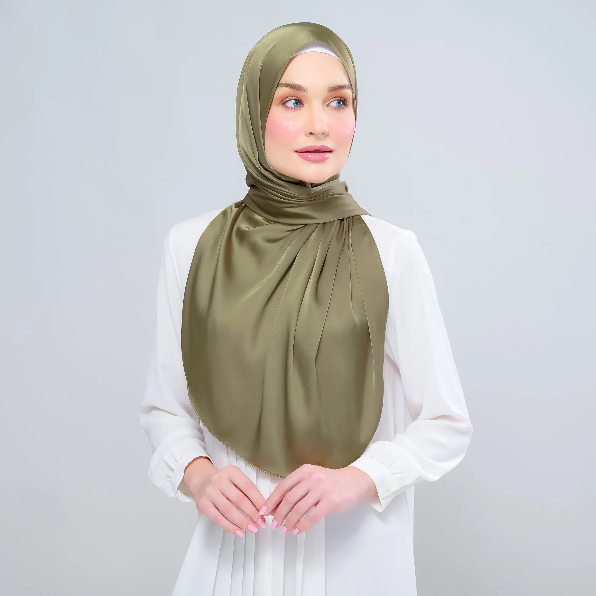 Instant Tag n' Go Shawl  | Satin Silk in Olive