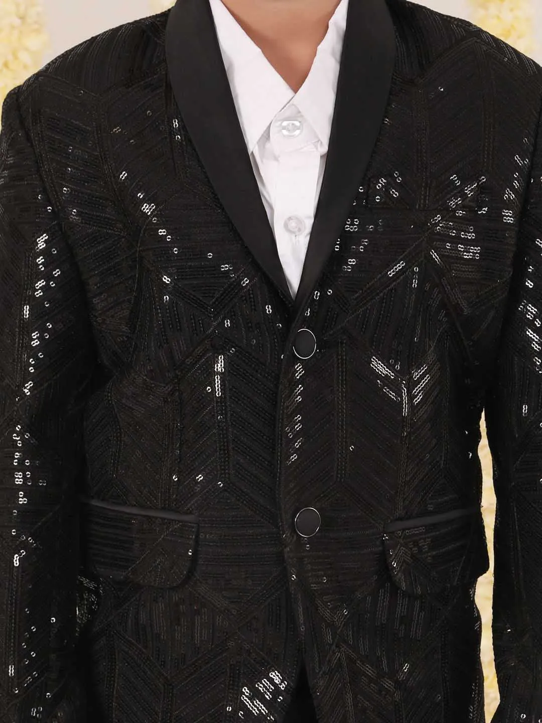 Jashvi Boy's Black Embellished Blazer