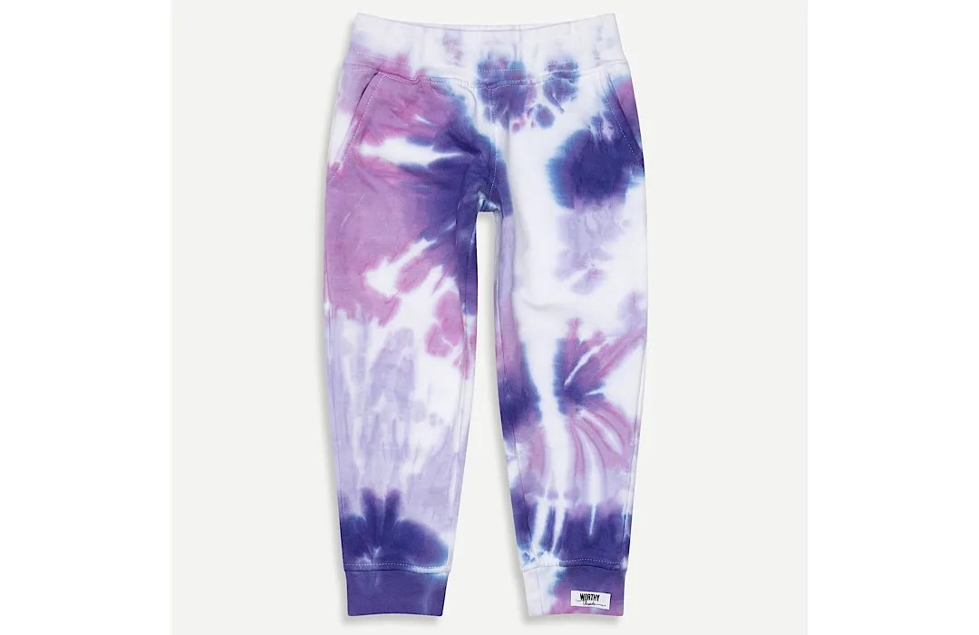 Kids Tie Dye Joggers in Purple