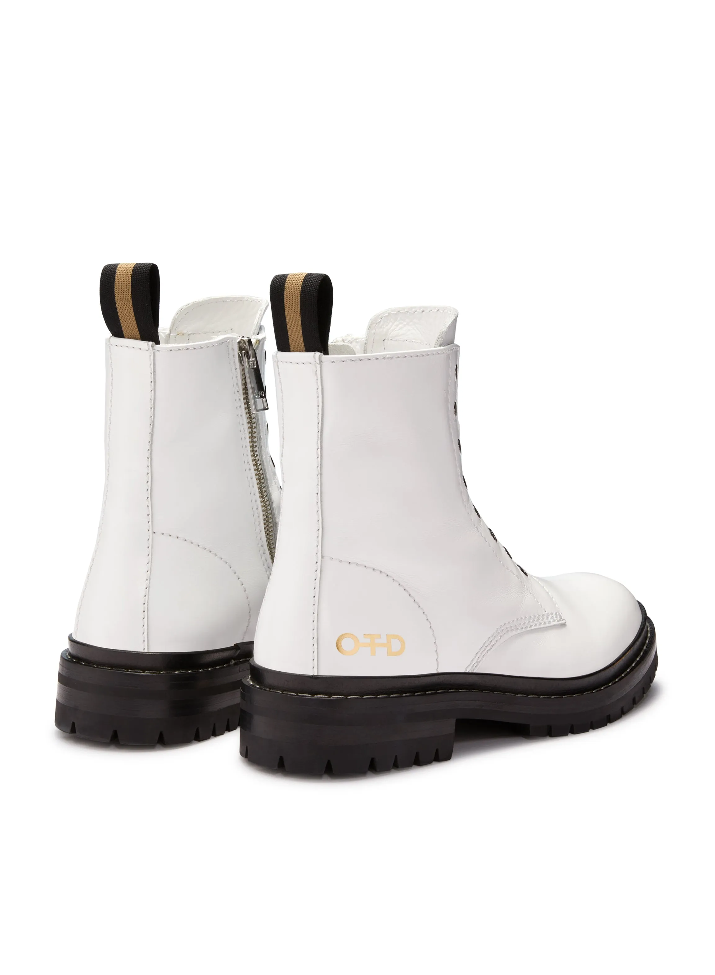 Laceless Leather Combat Boots (White)