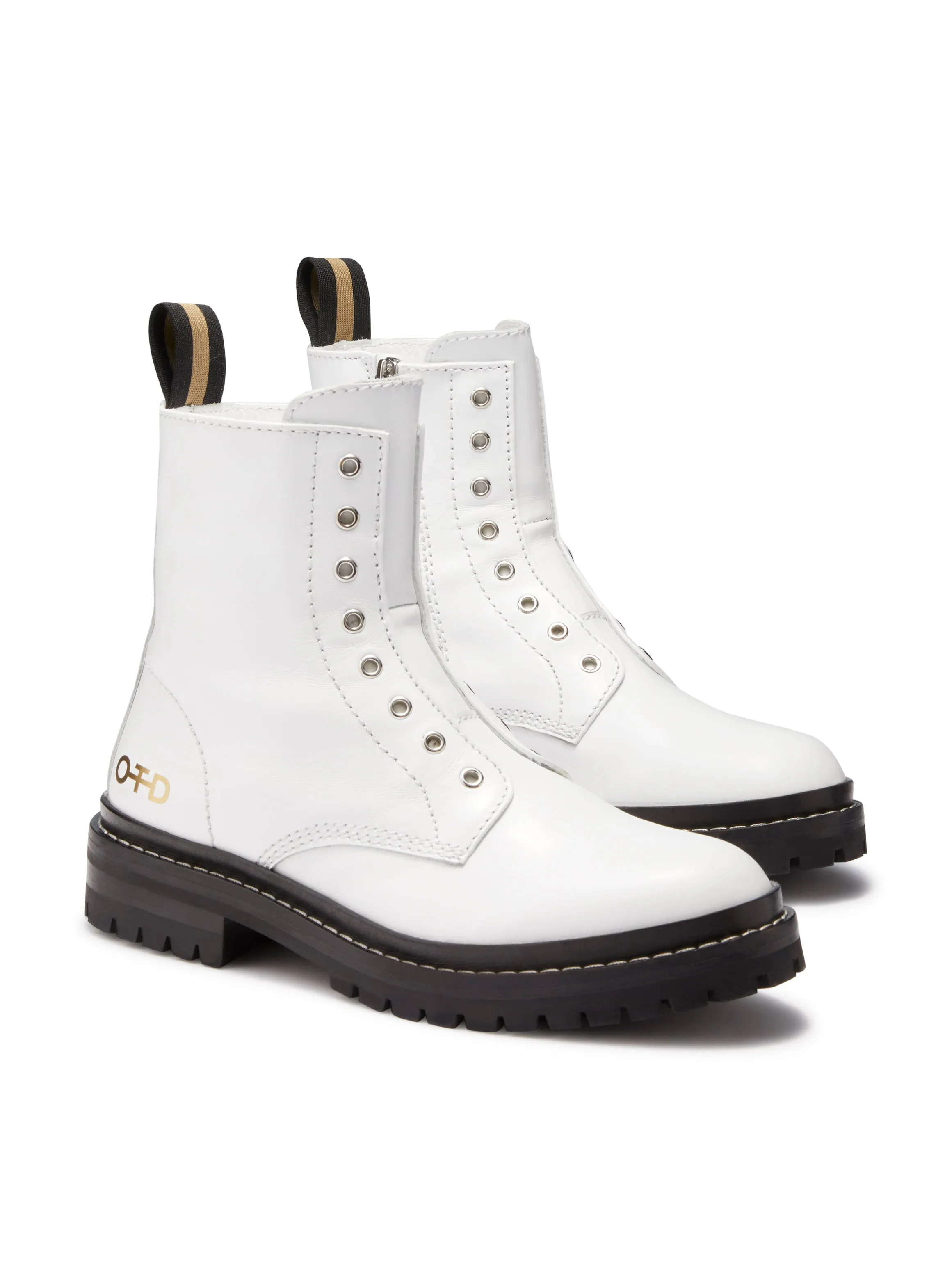 Laceless Leather Combat Boots (White)