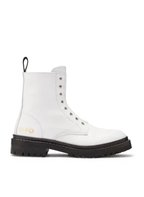 Laceless Leather Combat Boots (White)