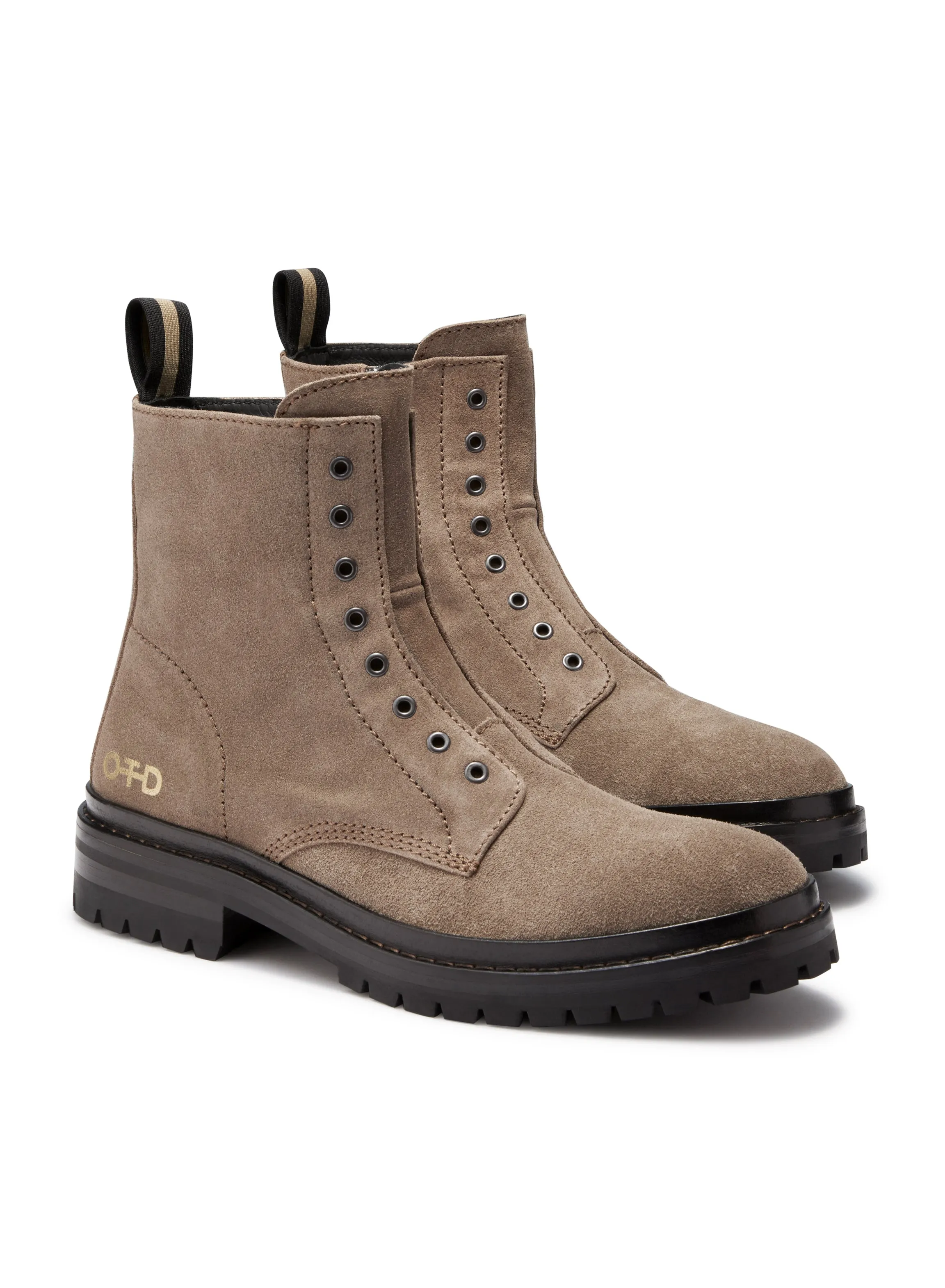 Laceless Suede Combat Boot