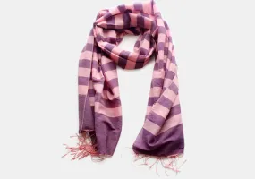 Light Pink Striped Purple 100% Water Pashmina Shawl