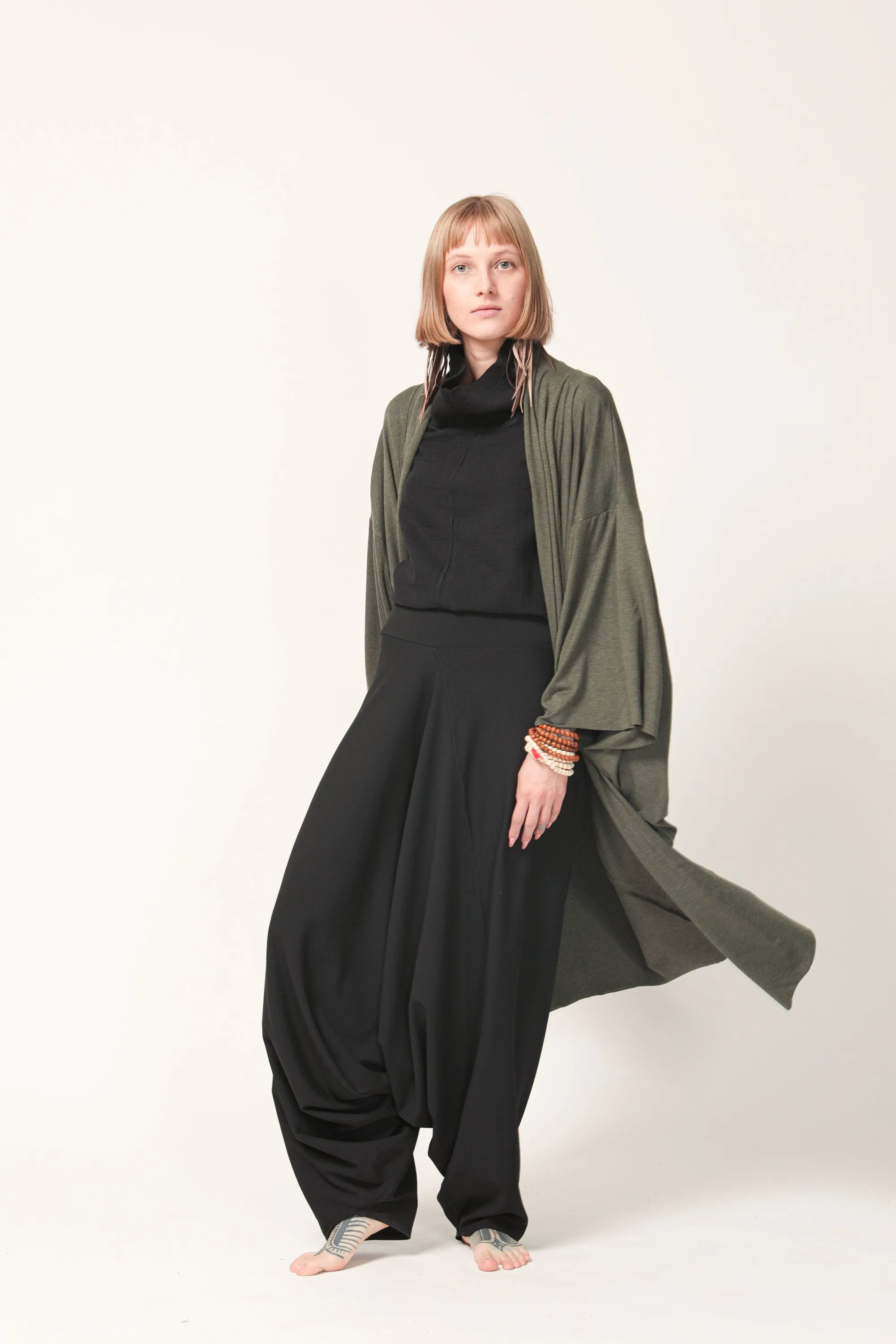 Long Green Haori Kimono Jacket for Women