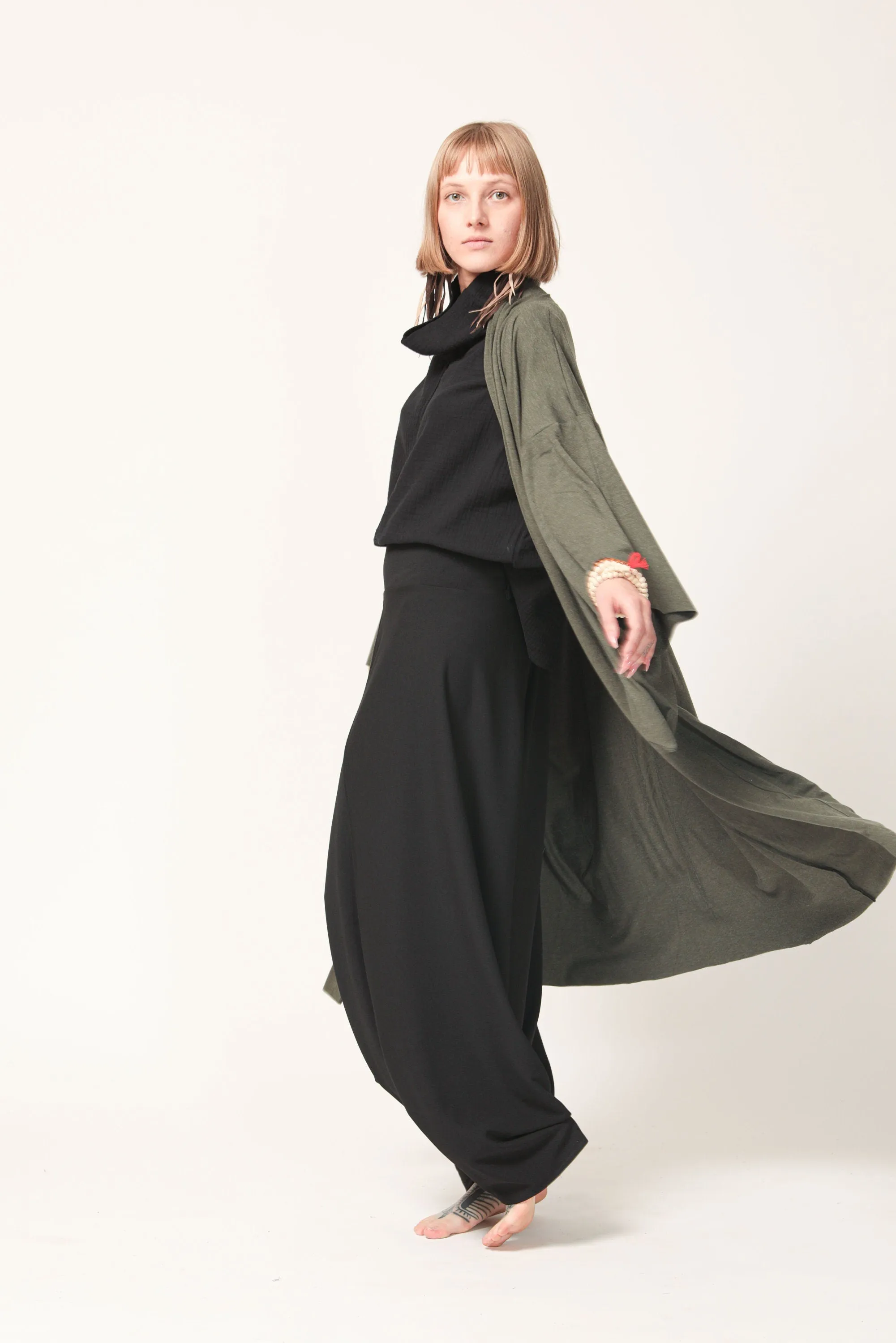 Long Green Haori Kimono Jacket for Women