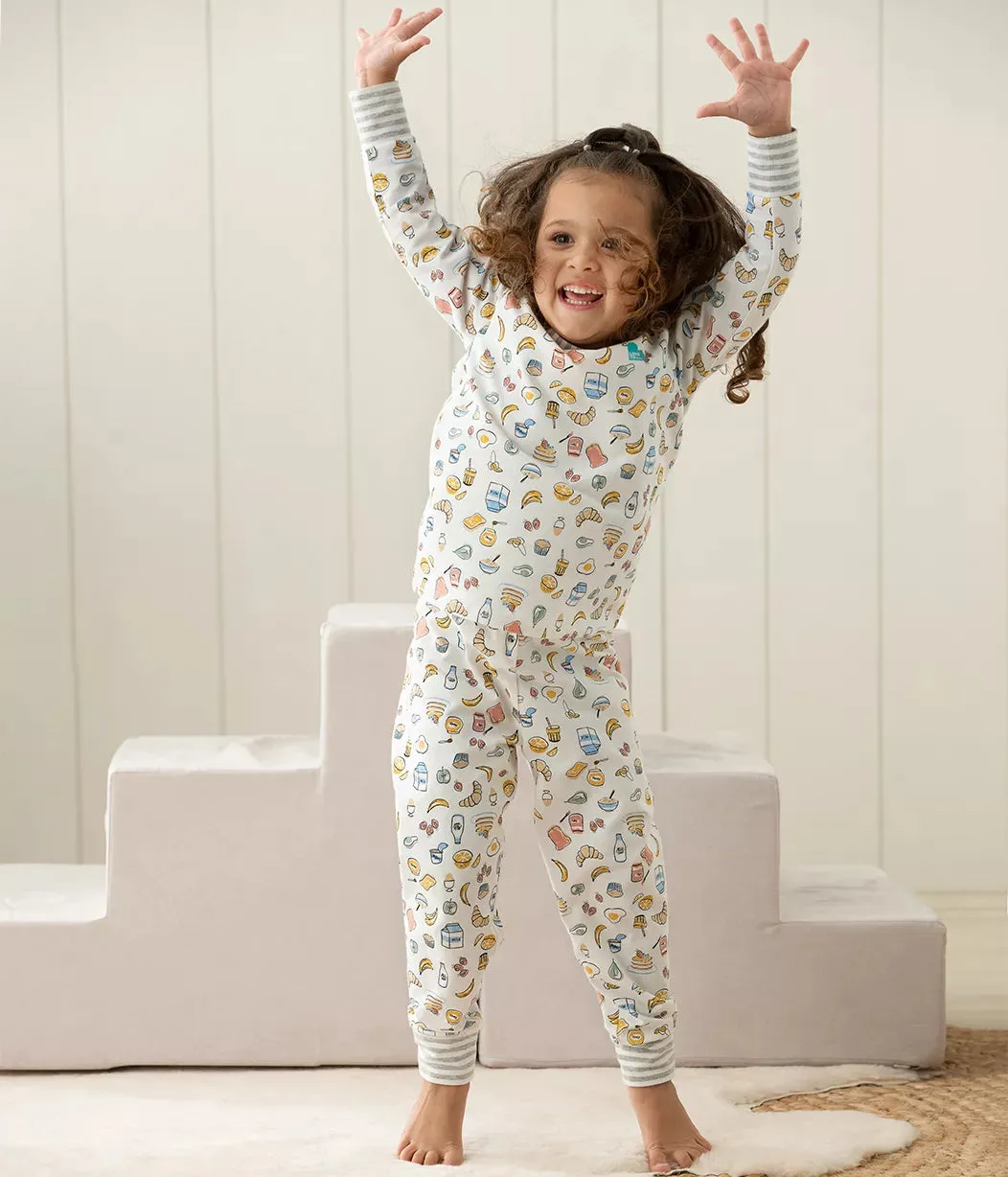 Love To Dream Kids Long Sleeve Pyjama Set - Breakfast White