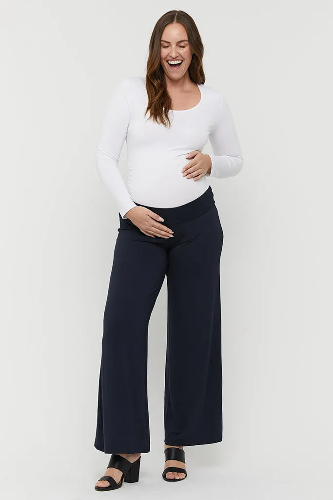 Luxe Wide Leg Maternity Pants - Dark Navy