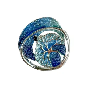 Magnetic Brooch - Blue Leaf Harmony