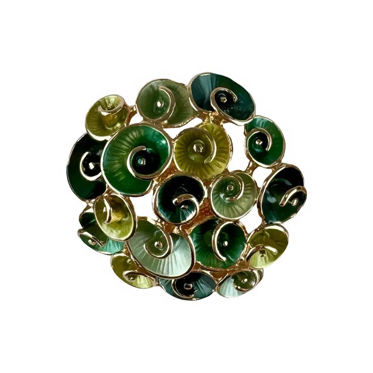 Magnetic Brooch -  Green Swirls Cluster