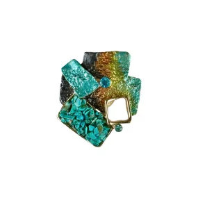 Magnetic Brooch - Teal Mosaic