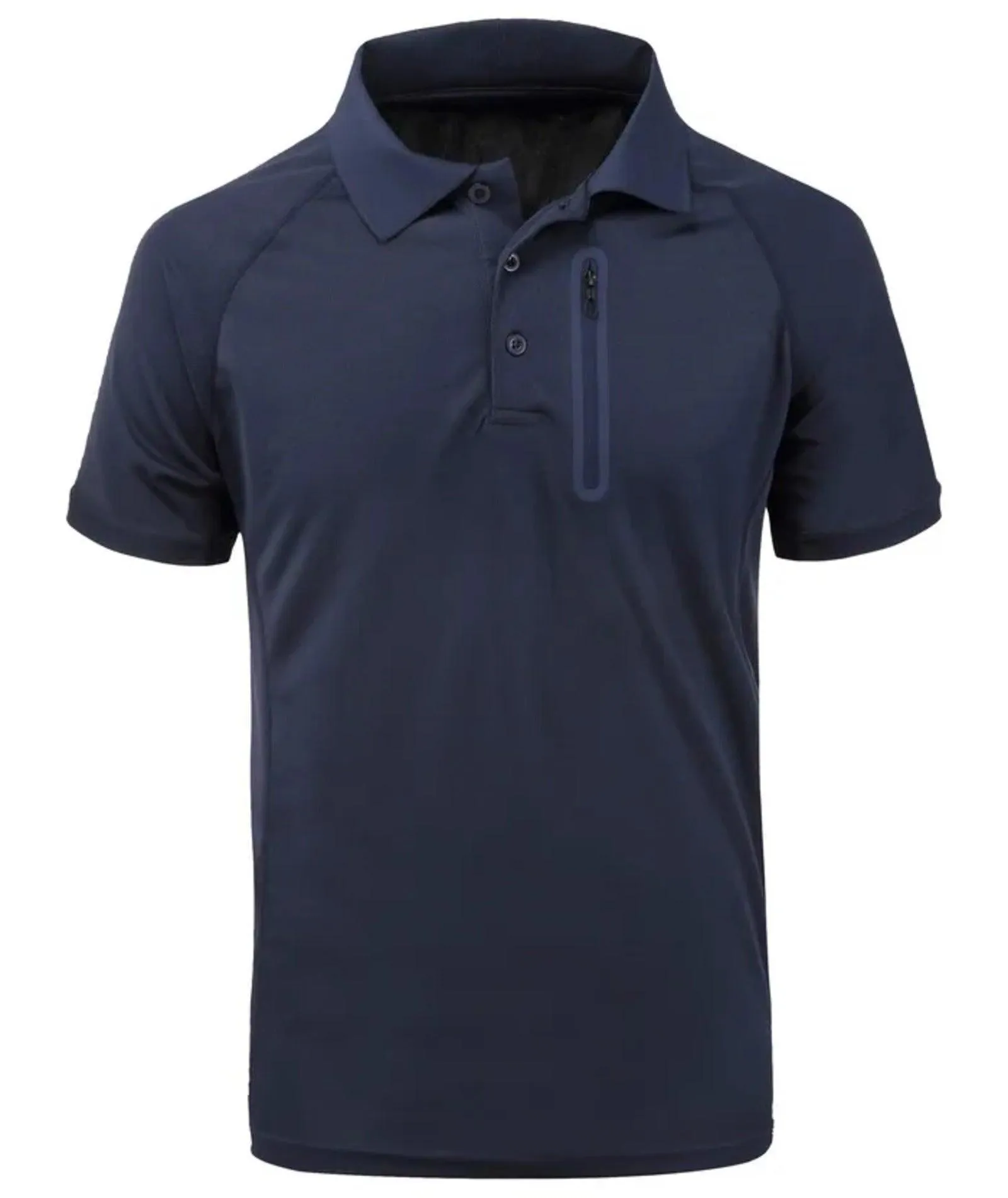 Men's Button Up Zip Pocket Polo Shirt-ZPK000811