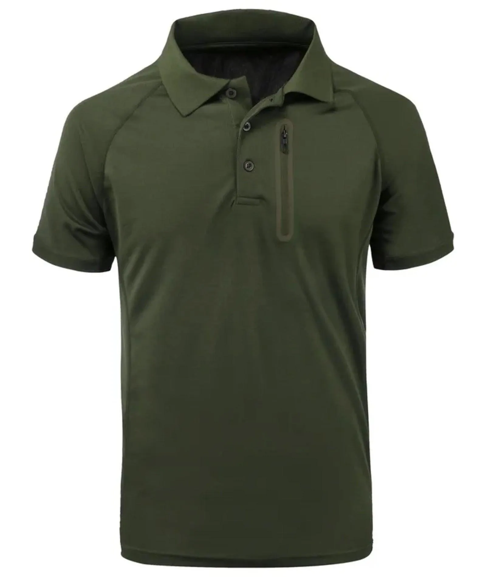 Men's Button Up Zip Pocket Polo Shirt-ZPK000811