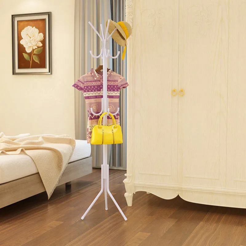 Metal 12 Hook Hat and Coat Stand-White