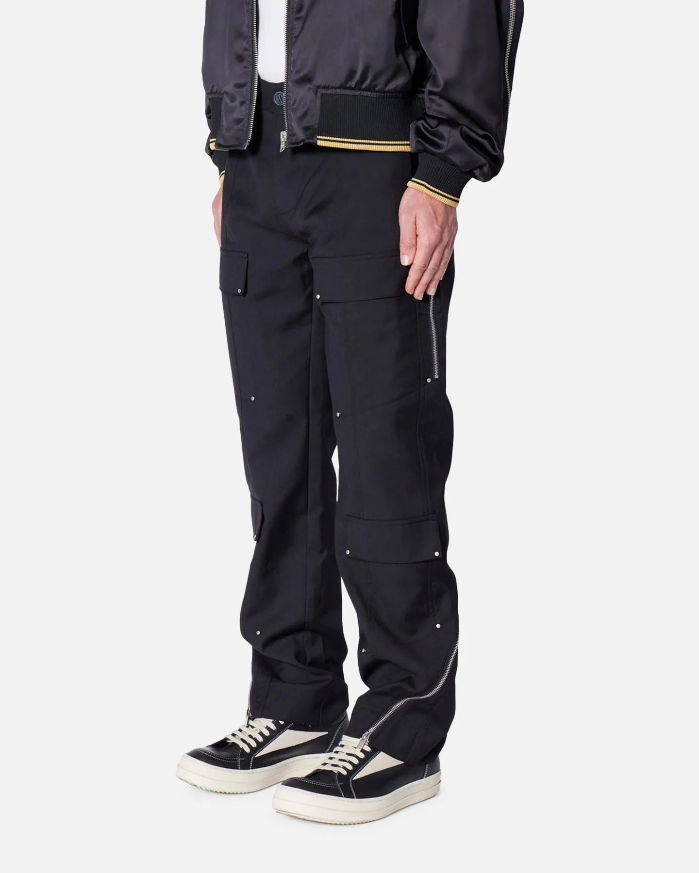 MNML Angled Zip Cargo Pants Black