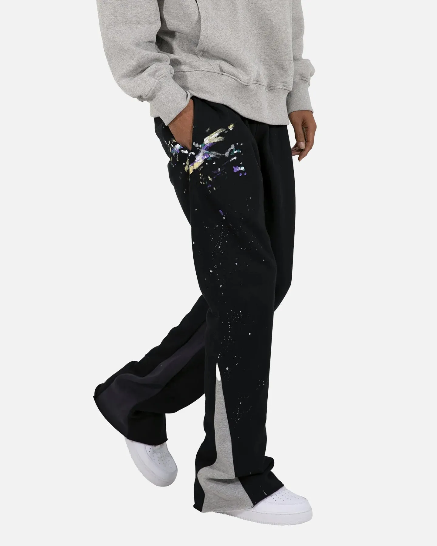 MNML Contrast Bootcut Sweat Pants Black