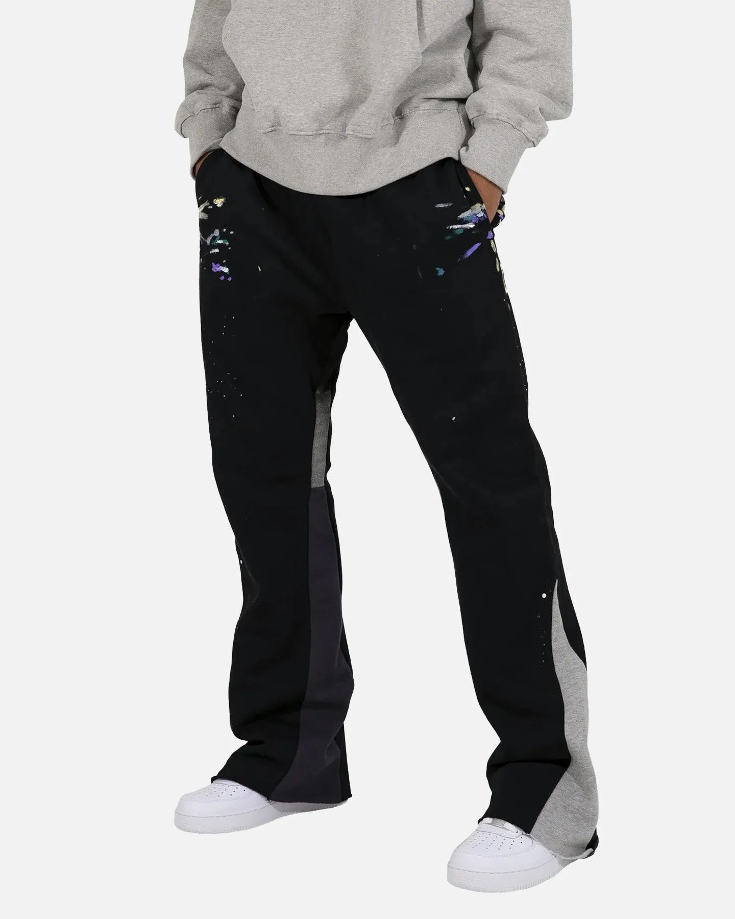 MNML Contrast Bootcut Sweat Pants Black