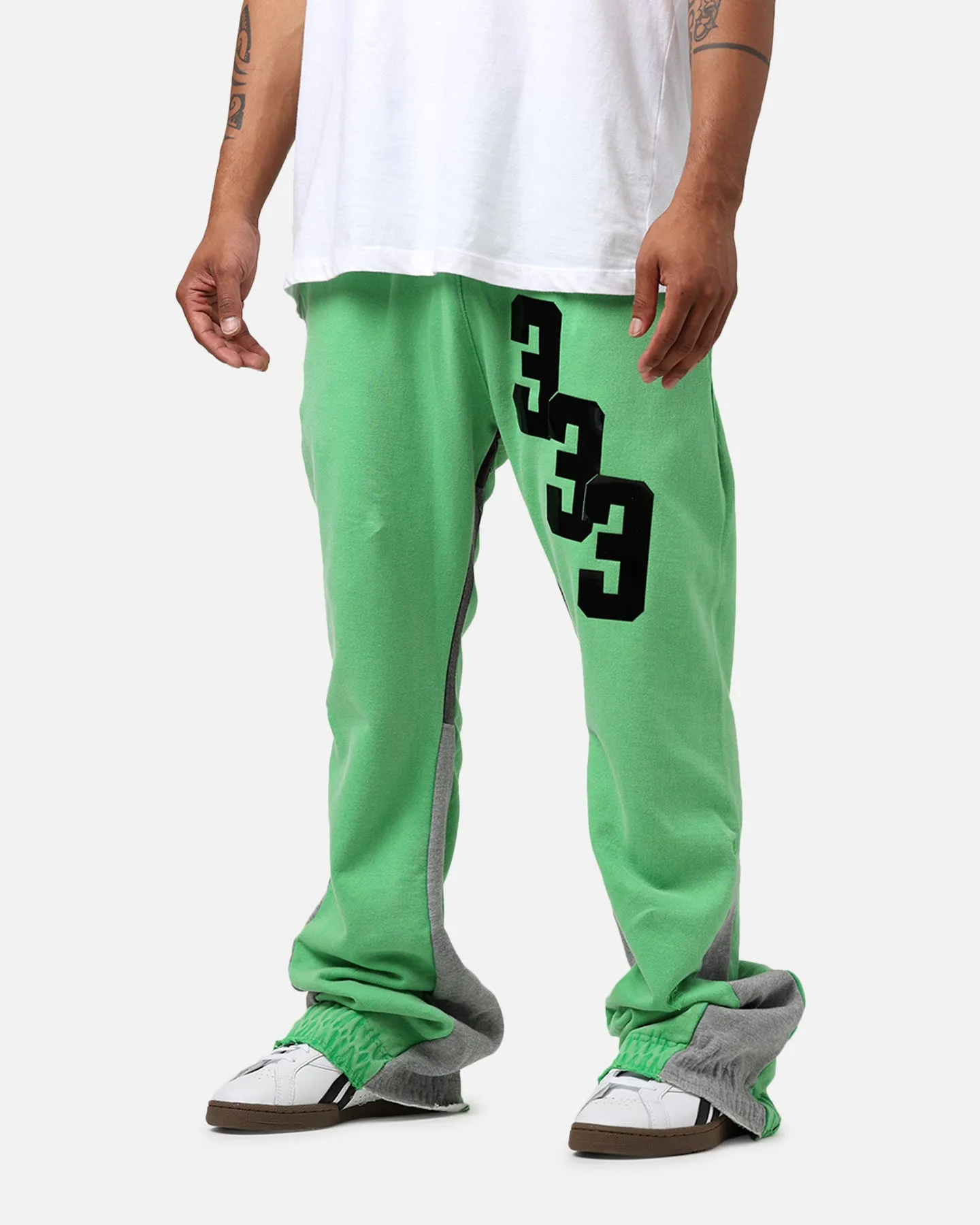 MNML Embroidered Contrast Bootcut Sweatpants Green