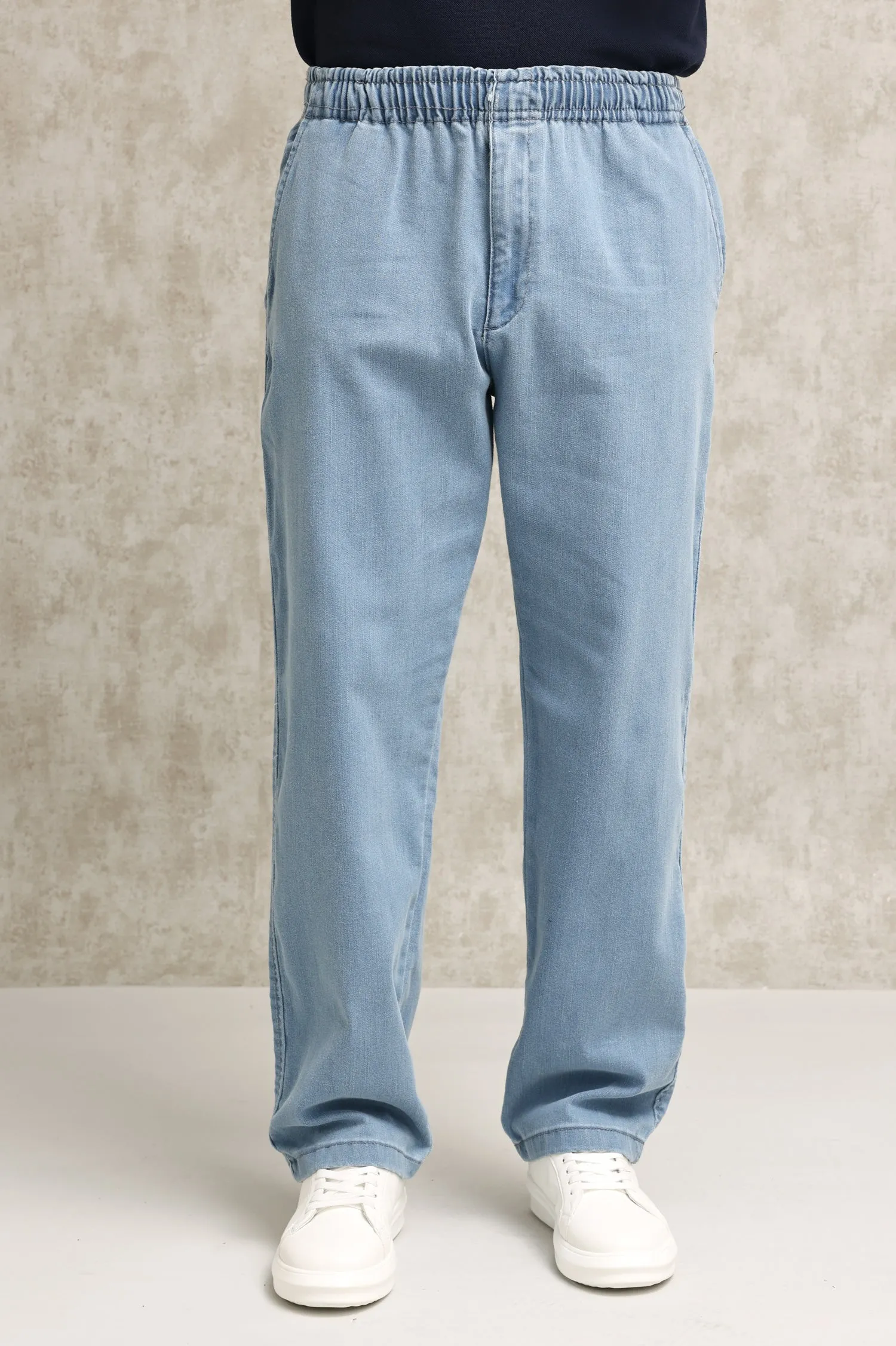 MODERN STRETCH-DENIM JOGGERS-LT-BLUE