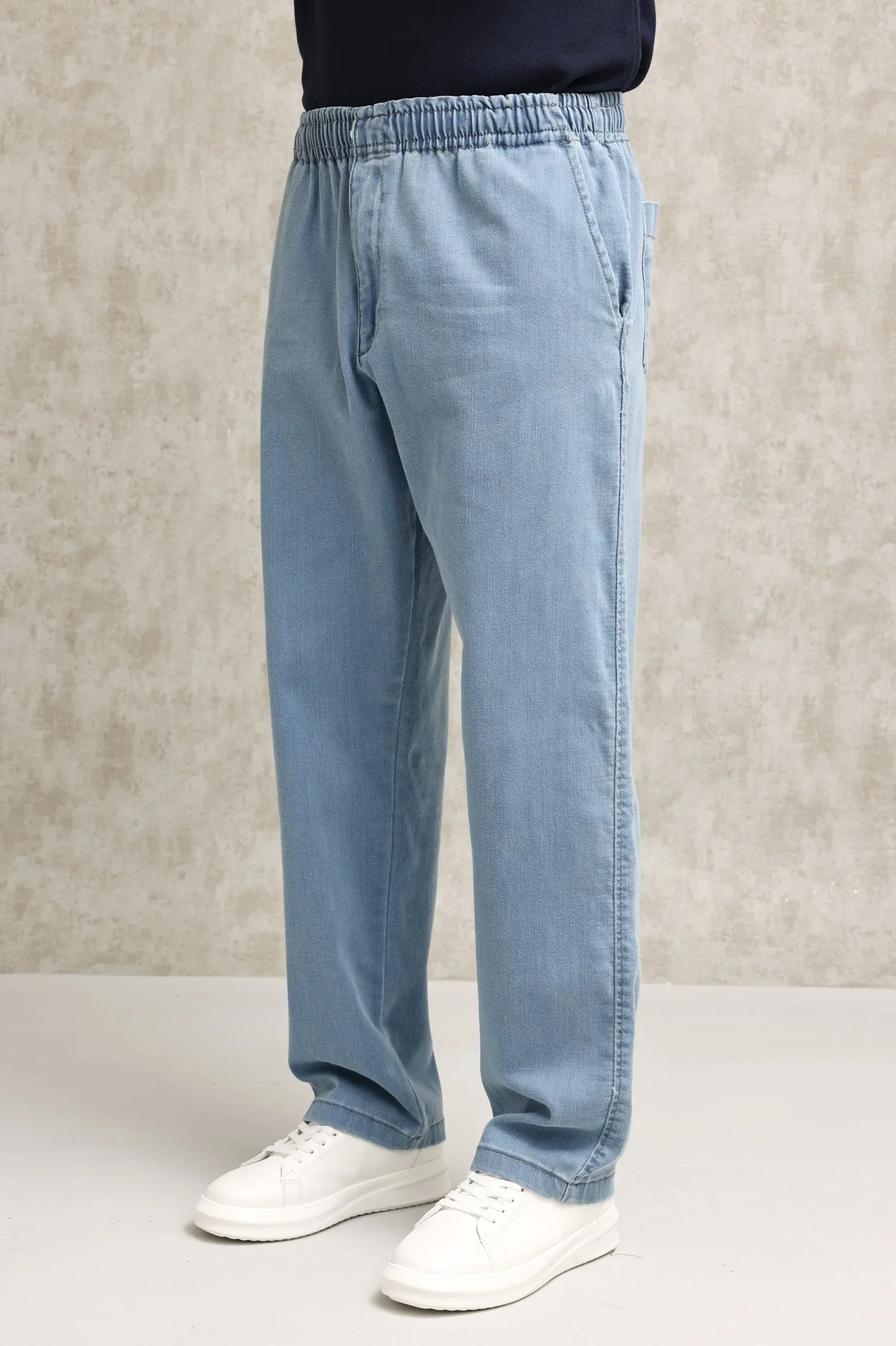 MODERN STRETCH-DENIM JOGGERS-LT-BLUE