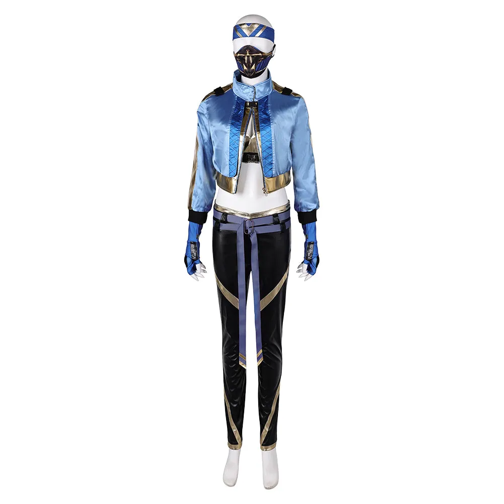 Mortal Kombat Kitana Women Blue Outfit Party Carnival Halloween Cosplay Costume