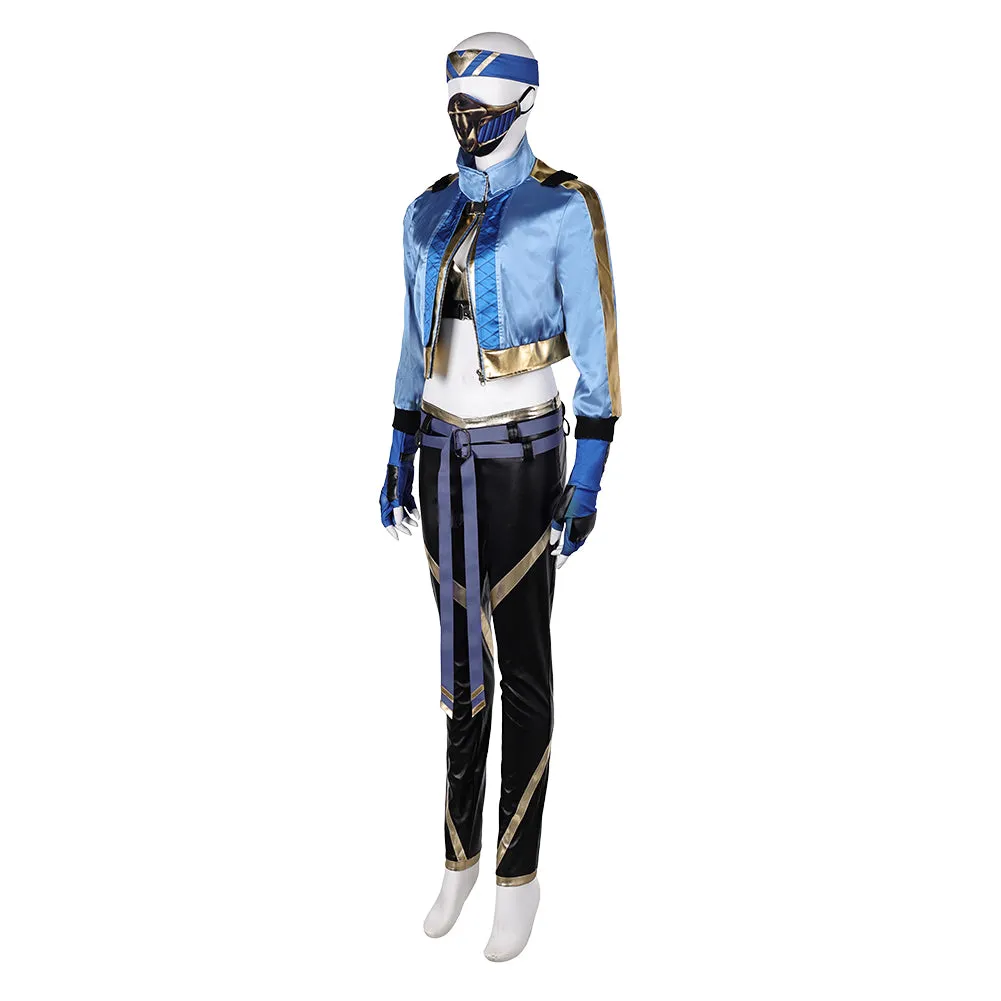 Mortal Kombat Kitana Women Blue Outfit Party Carnival Halloween Cosplay Costume