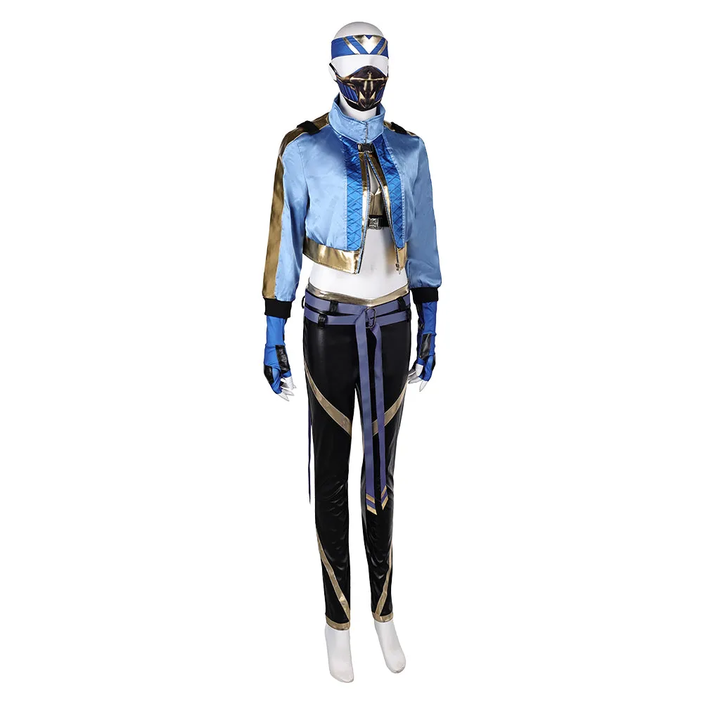 Mortal Kombat Kitana Women Blue Outfit Party Carnival Halloween Cosplay Costume