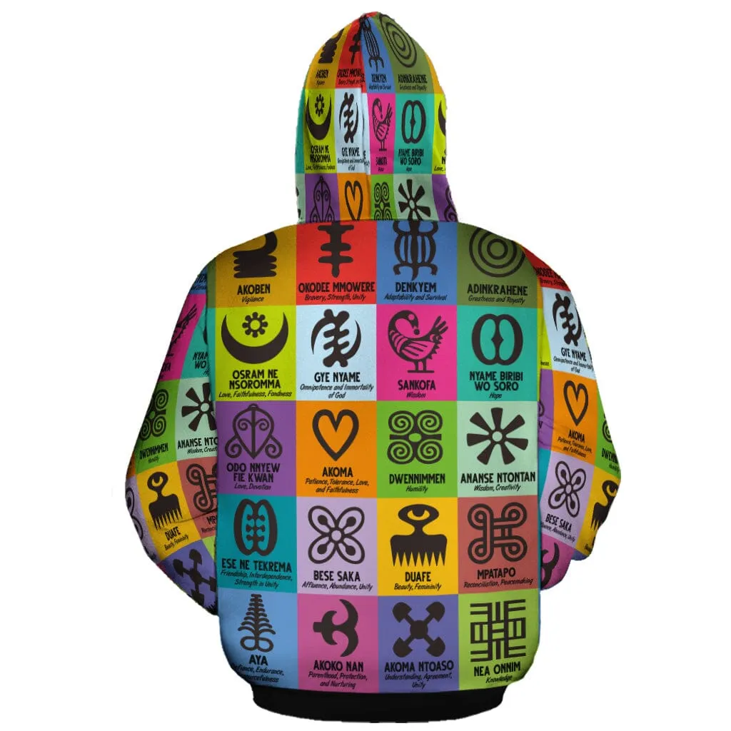 Multi Color Adinkra Symbols All-over Hoodie and Joggers Set