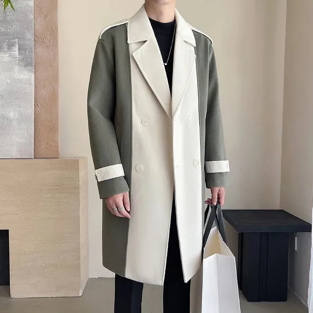 Patchwork Double Breasted Style Coat