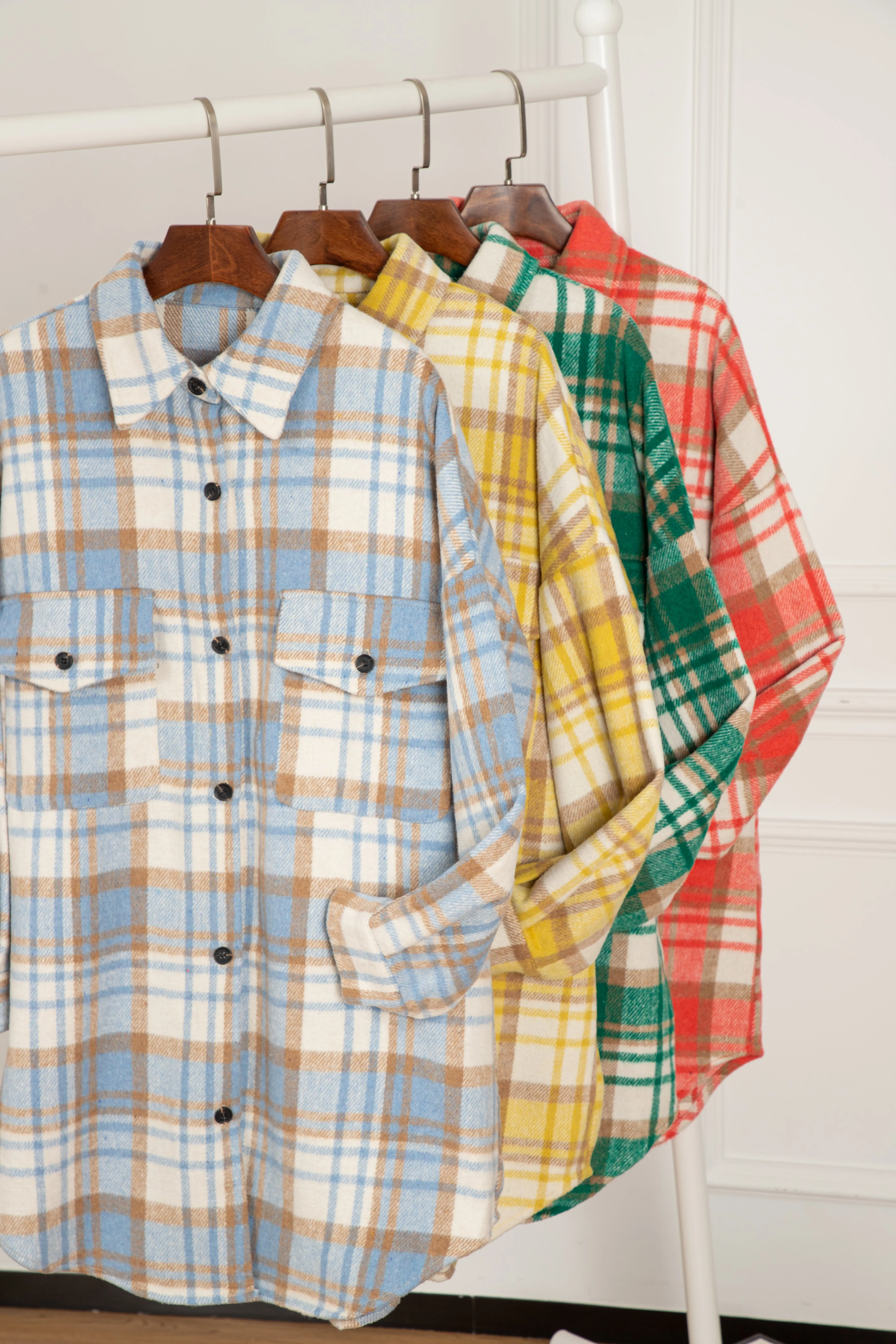 Plaid Flap Pocket Long Sleeve Shacket