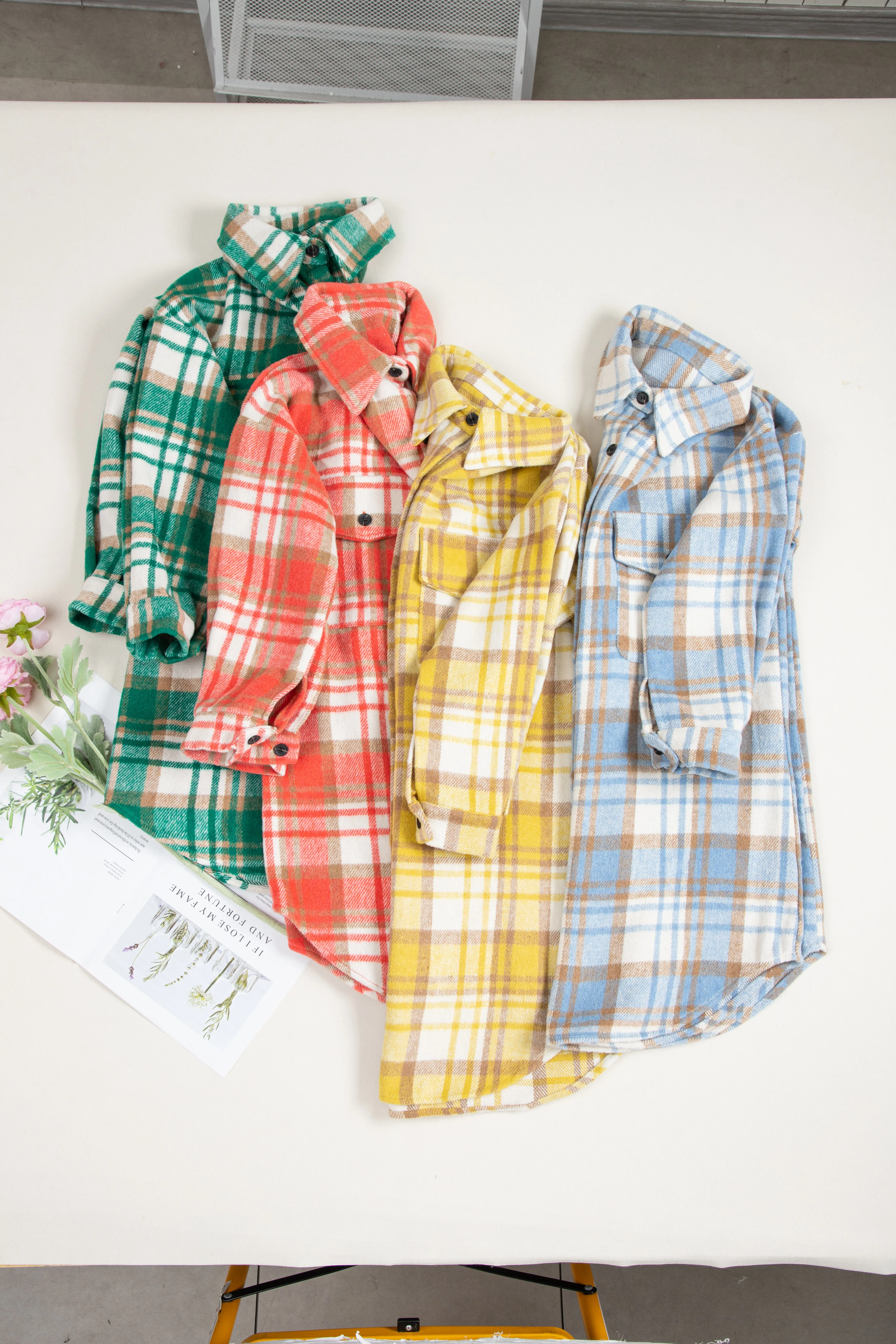 Plaid Flap Pocket Long Sleeve Shacket