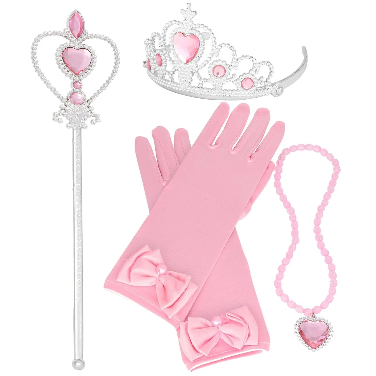 Princess Pink Dress up Accessories Set for Girls with Gloves