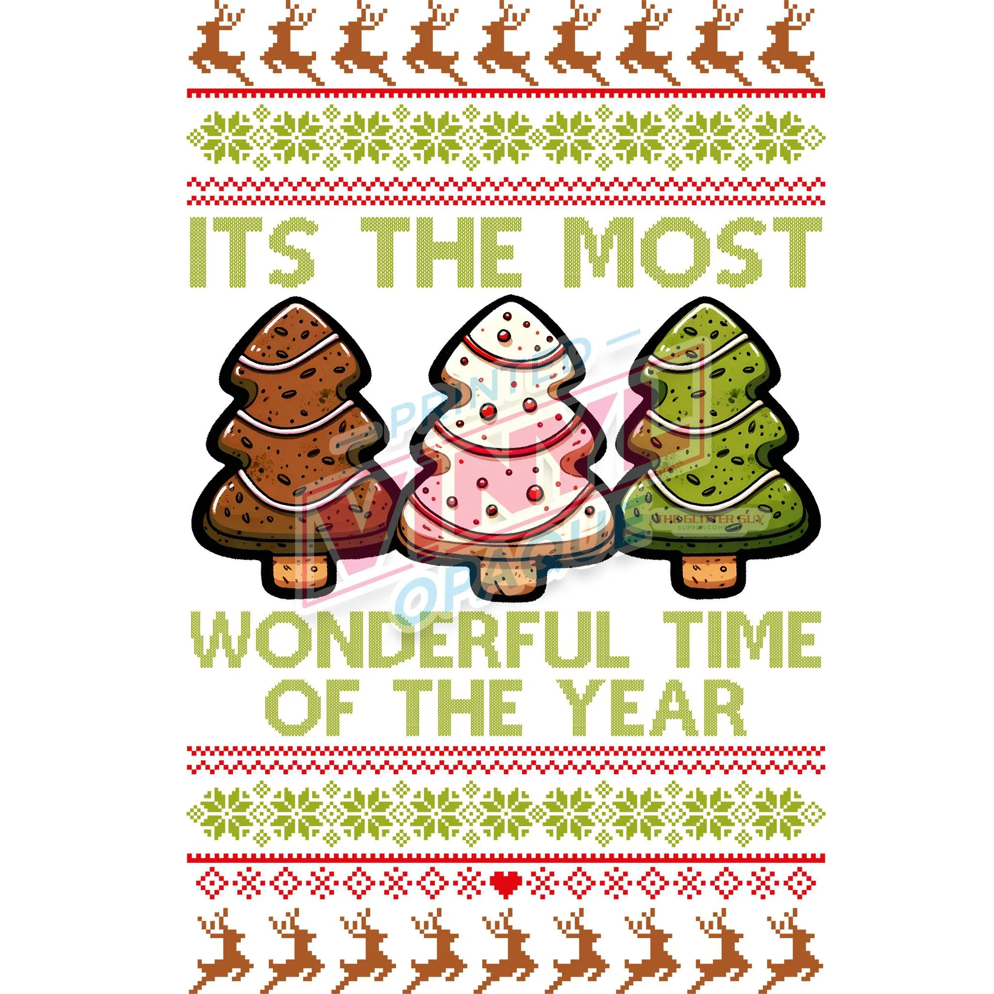 Printed Decal - Most Wonderful Time Sweater Cakes