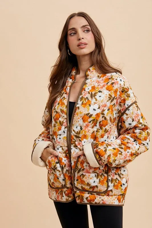 QUINCY QUILTED PUFFER FLORAL JACKET