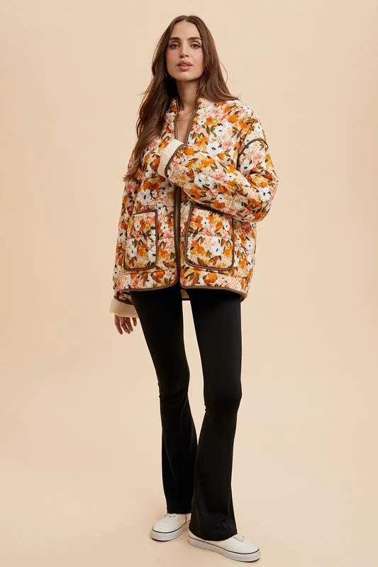 QUINCY QUILTED PUFFER FLORAL JACKET