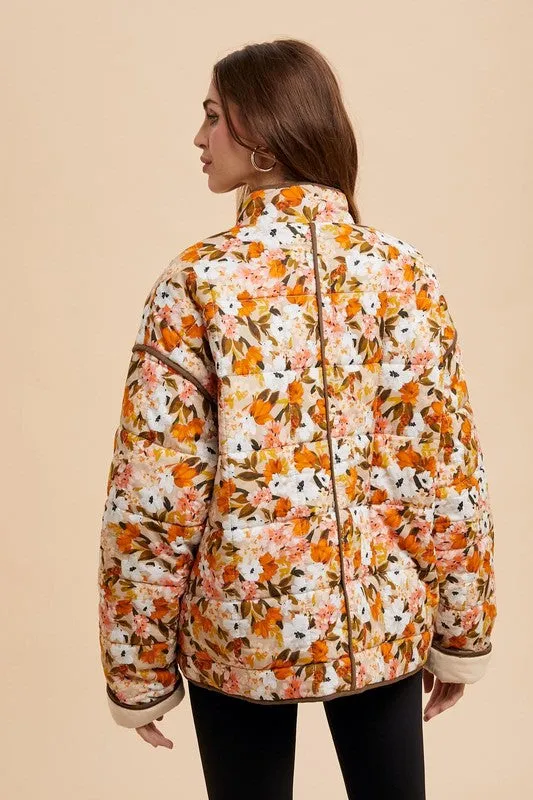 QUINCY QUILTED PUFFER FLORAL JACKET