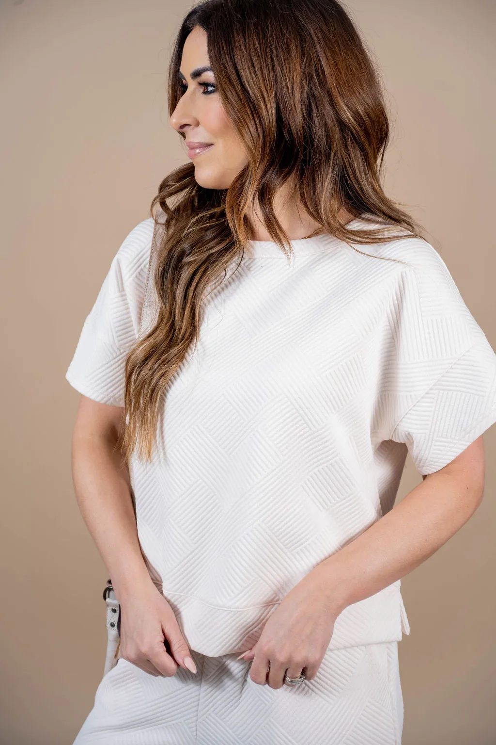 Raised Woven Relaxed Sleeve Tee