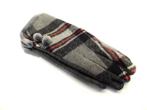 Red and Grey Plaid Ladies Fashion Winter Glove