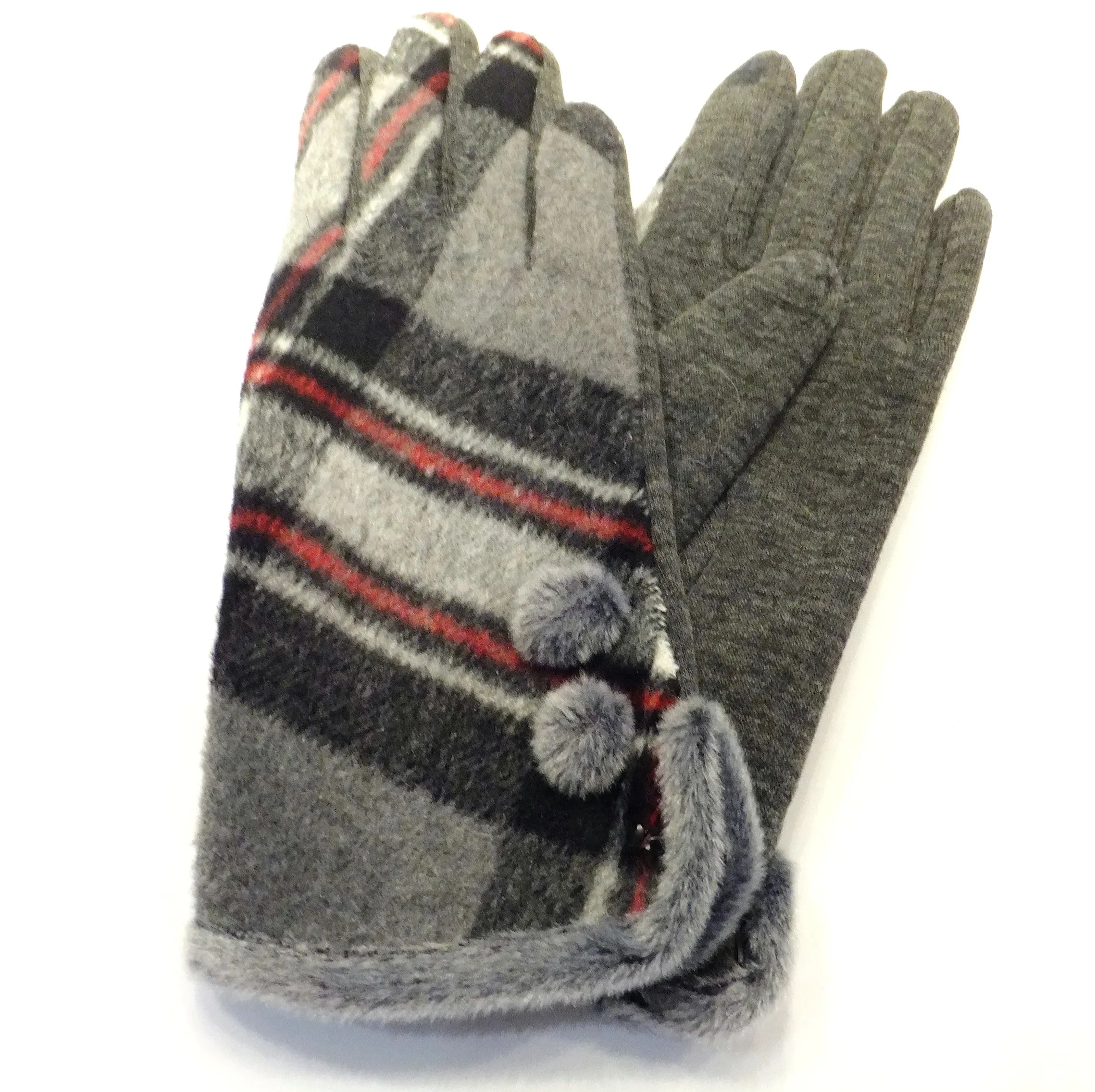 Red and Grey Plaid Ladies Fashion Winter Glove