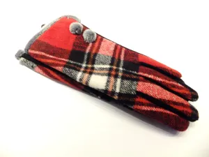 Red Plaid Lades Winter Glove