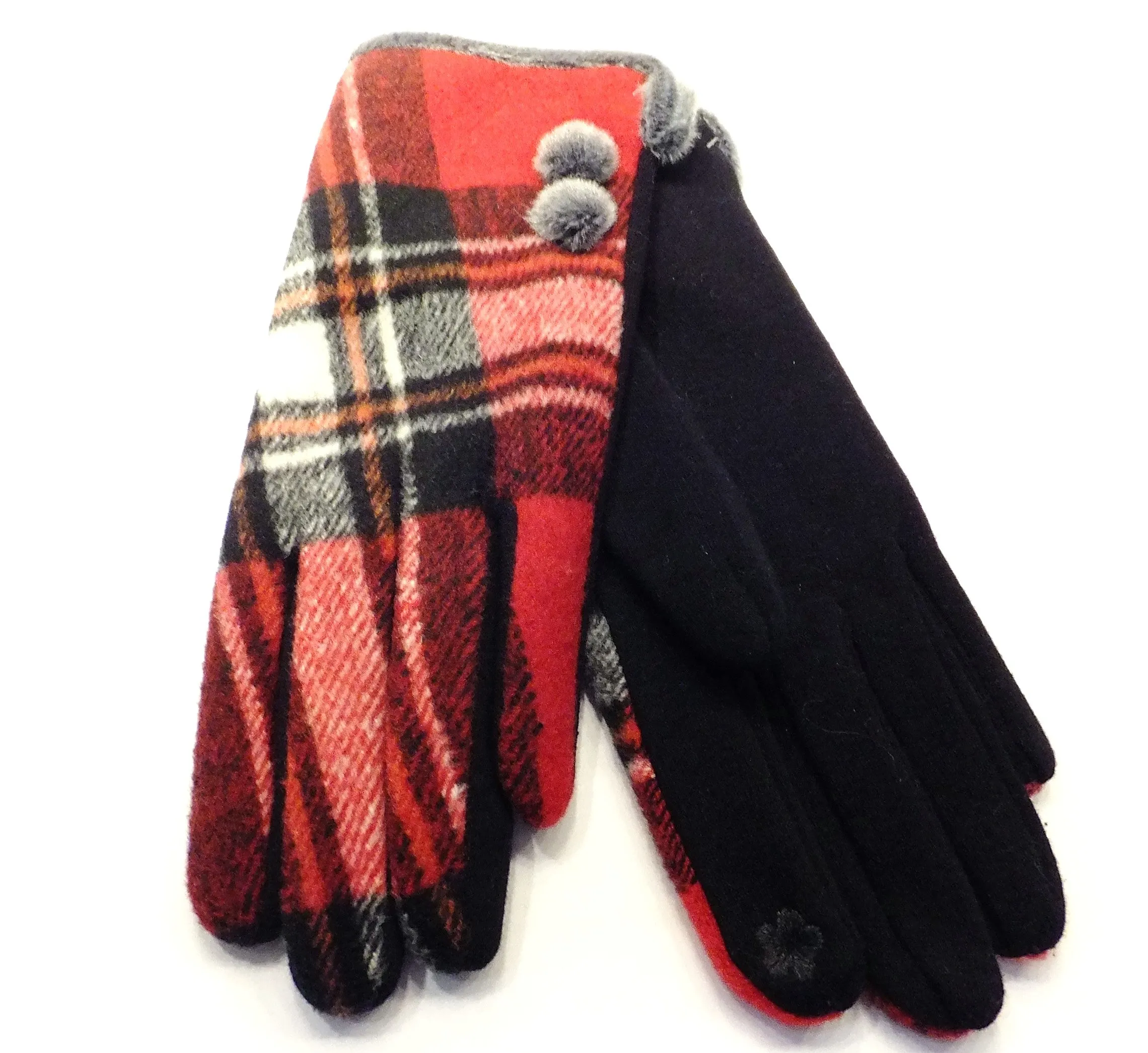 Red Plaid Lades Winter Glove