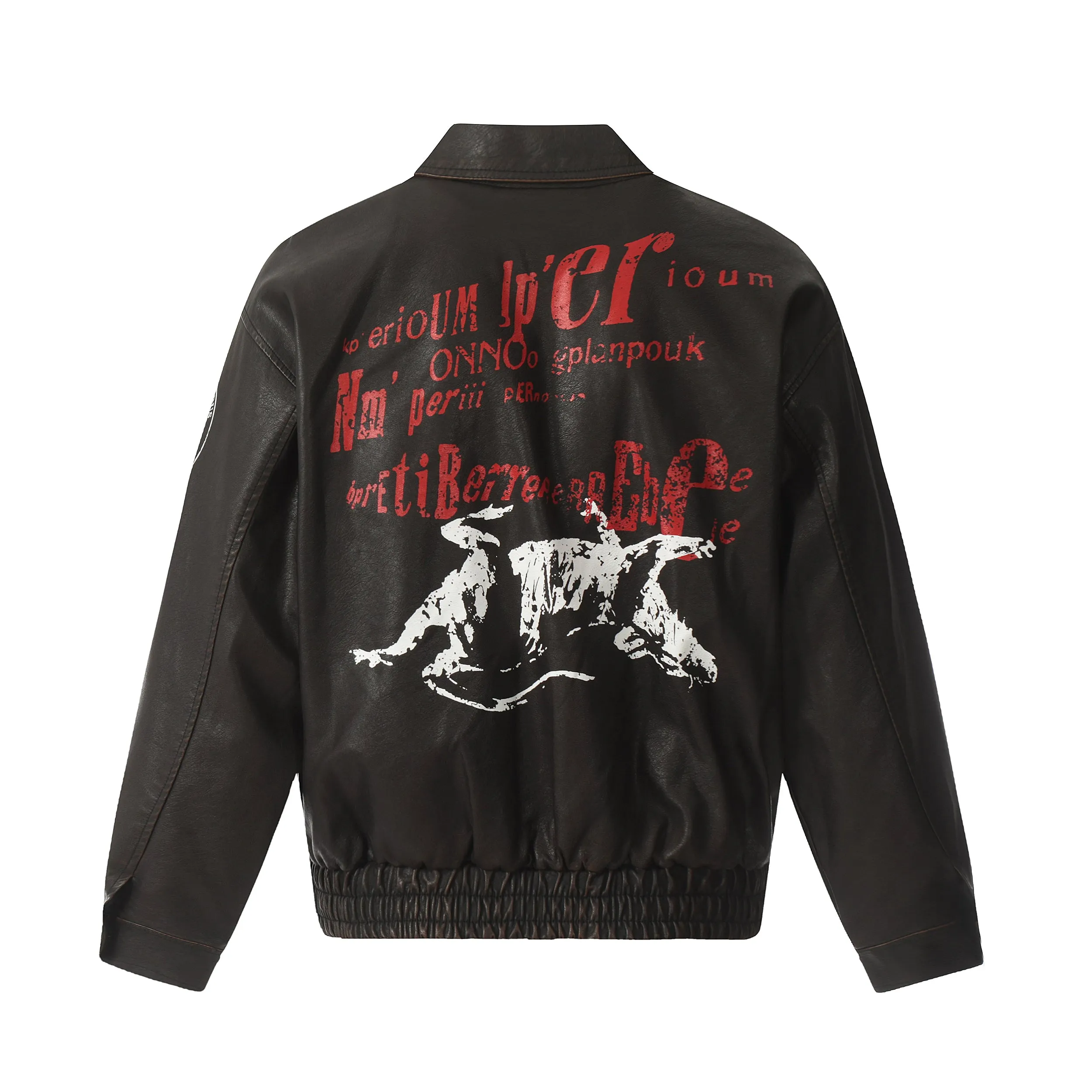 Retro Rebel | Embroidered Faux- Leather Bomber Jacket