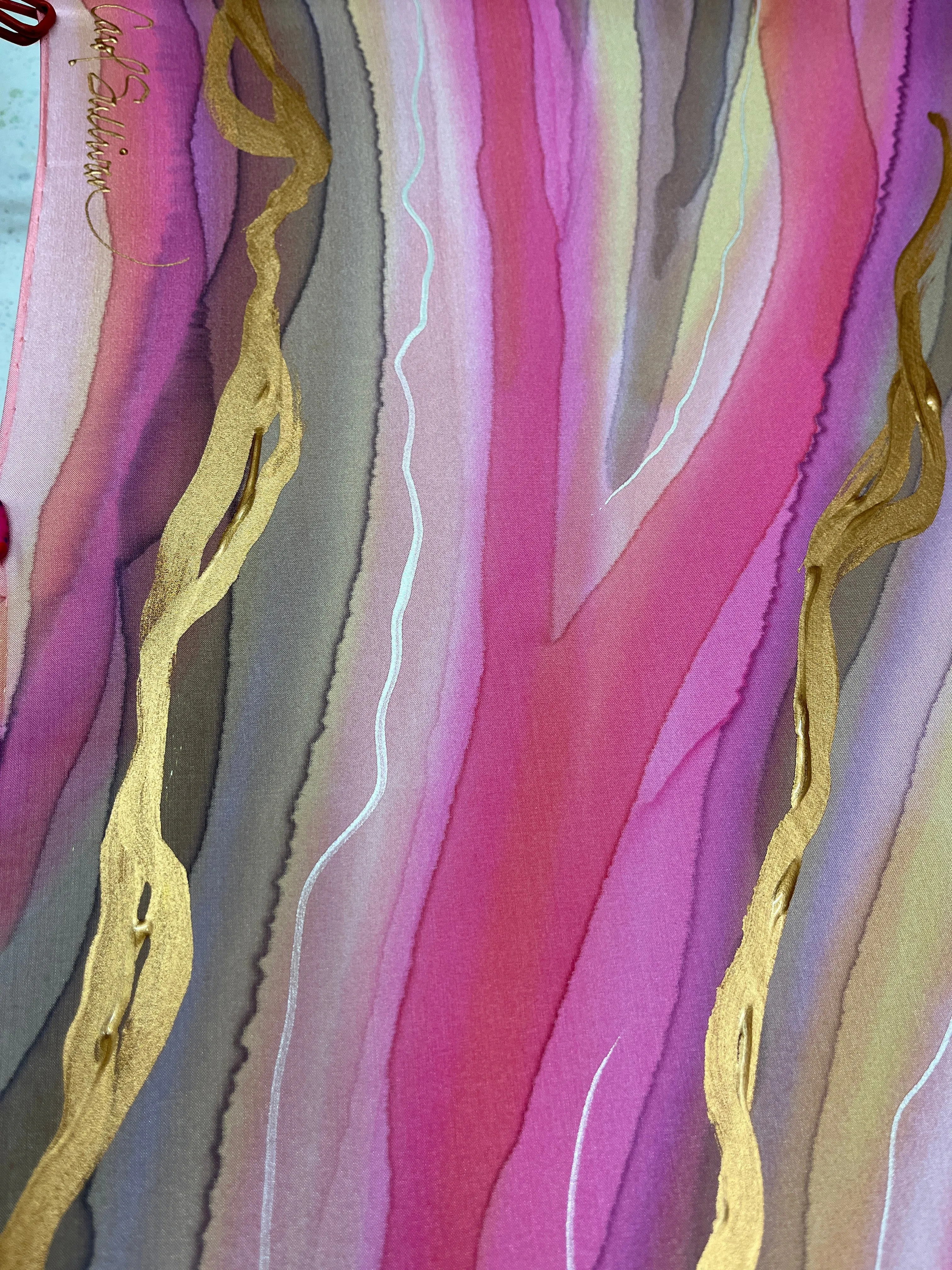 “Rose Quartz" - Hand-dyed Silk Scarf - $130