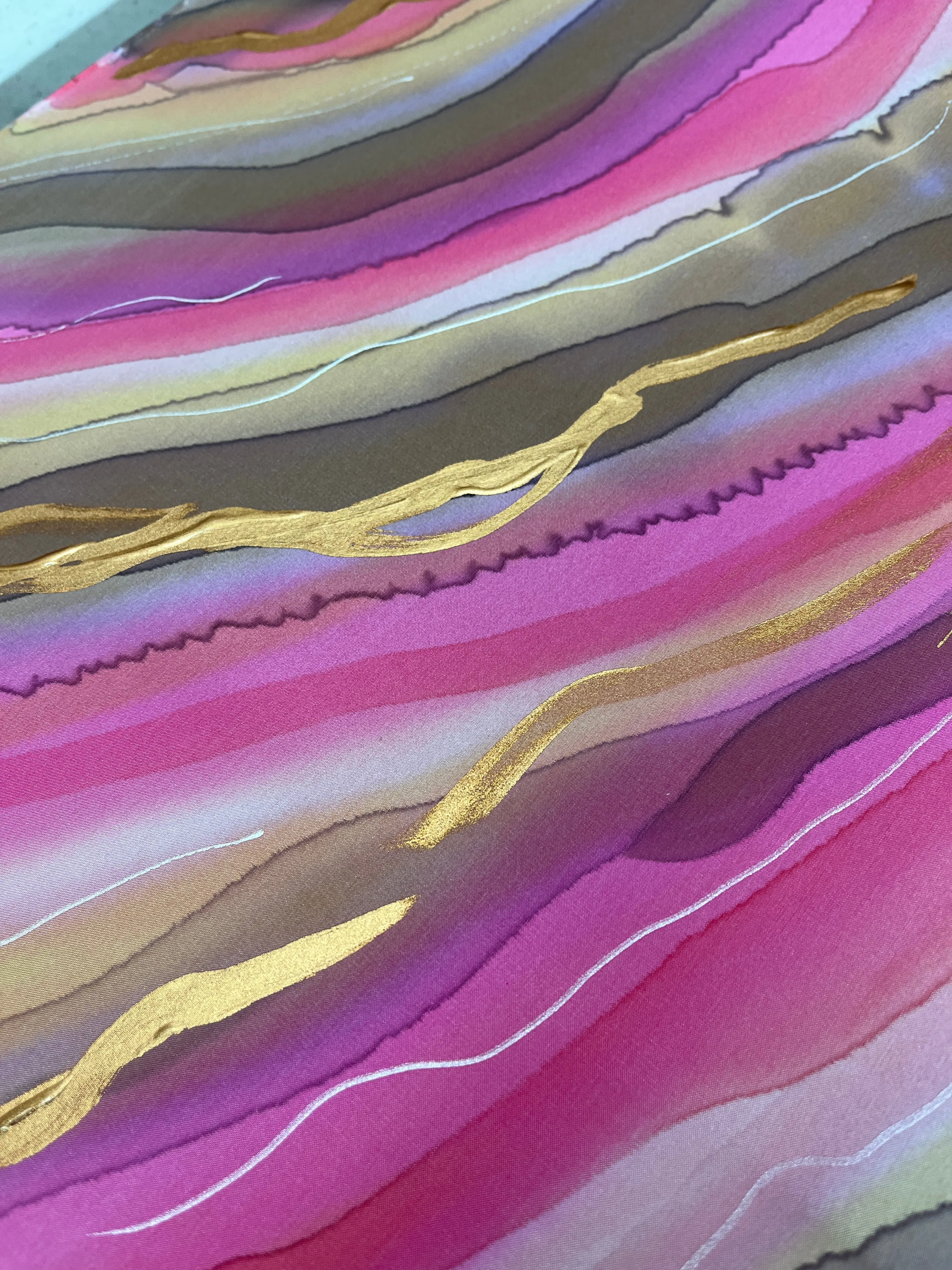 “Rose Quartz" - Hand-dyed Silk Scarf - $130