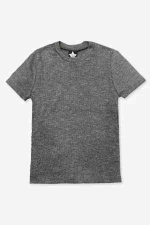 Short Sleeve Fitted Tee - Charcoal Slub Rib