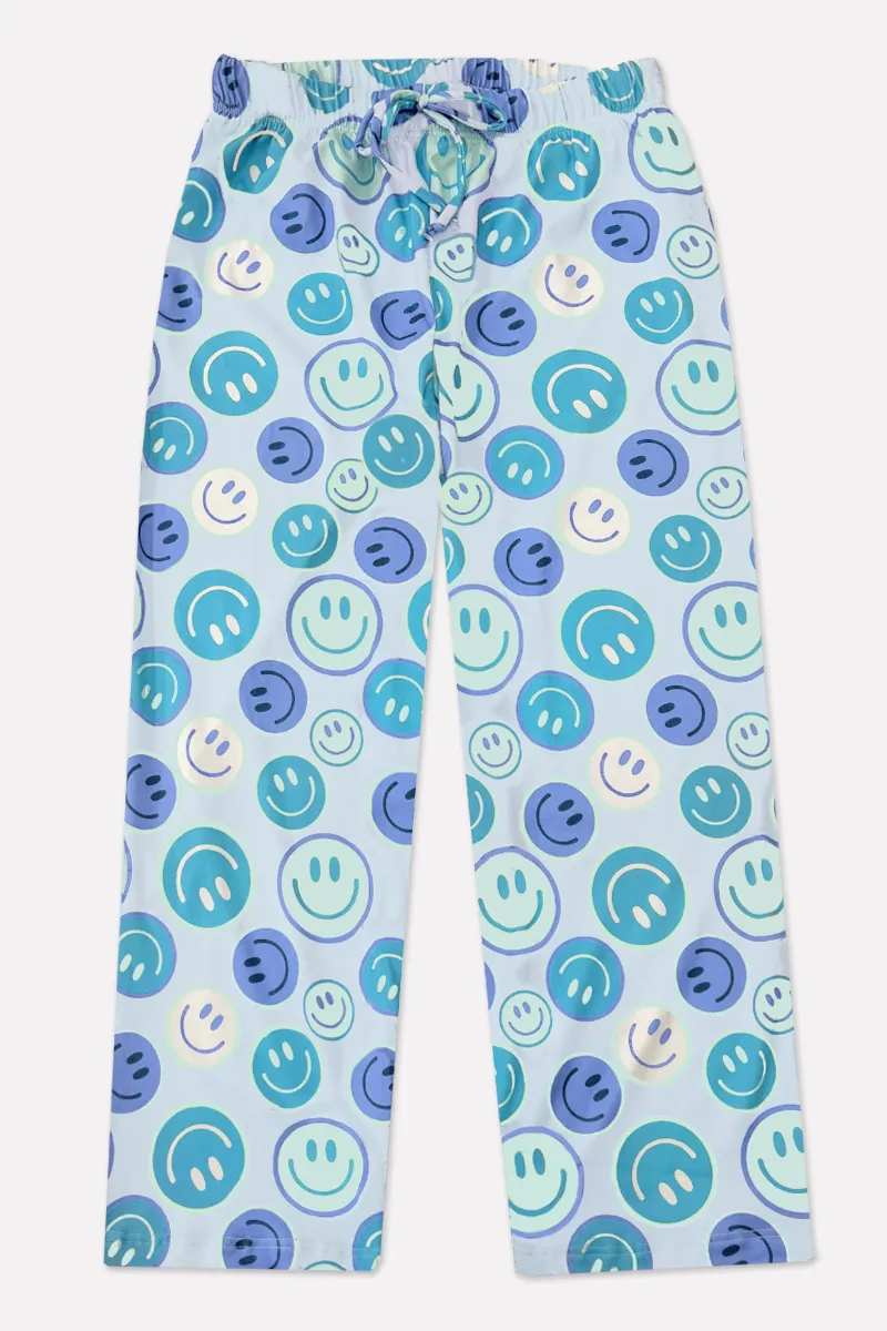 Simply Soft Karate Pant - Blue Teal Smile